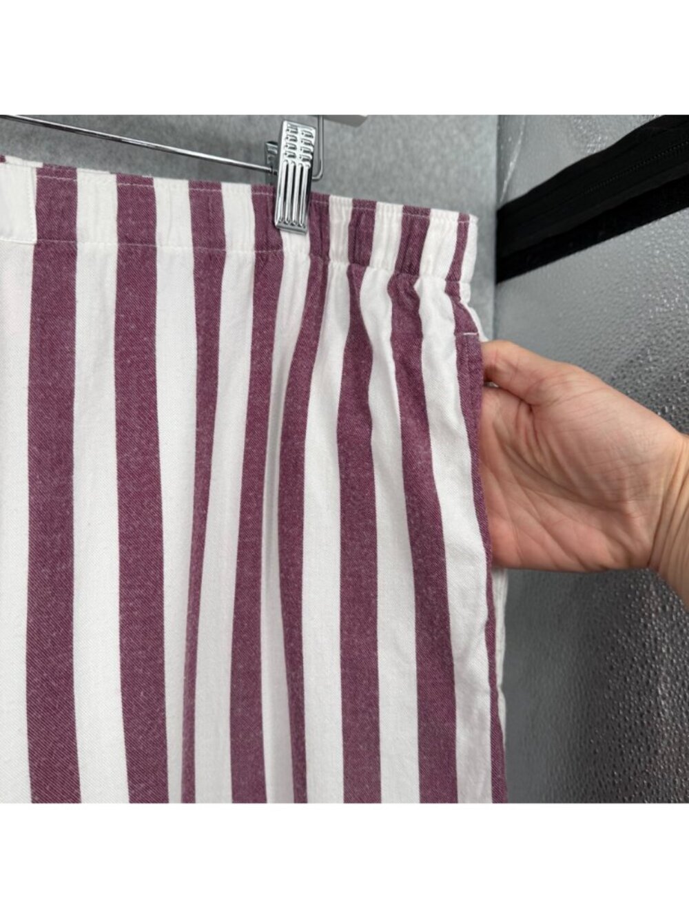 Victorias Secret Striped Pajama Shirt and Pant Set Size XL Purple White Soft - Picture 9 of 16